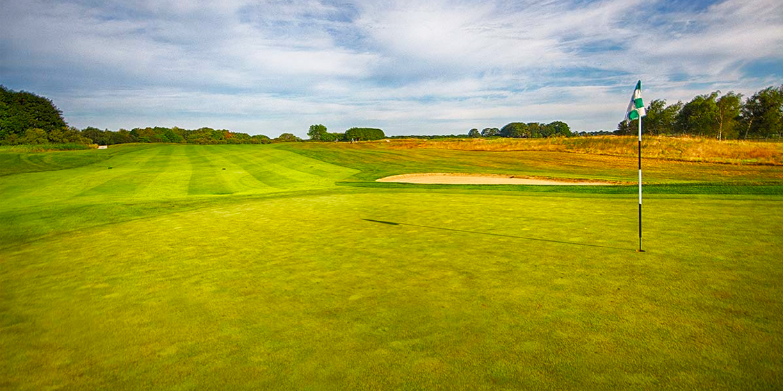 The green of one of the holes at golf vacation destination Newport National Golf Club in Middletown, RI
