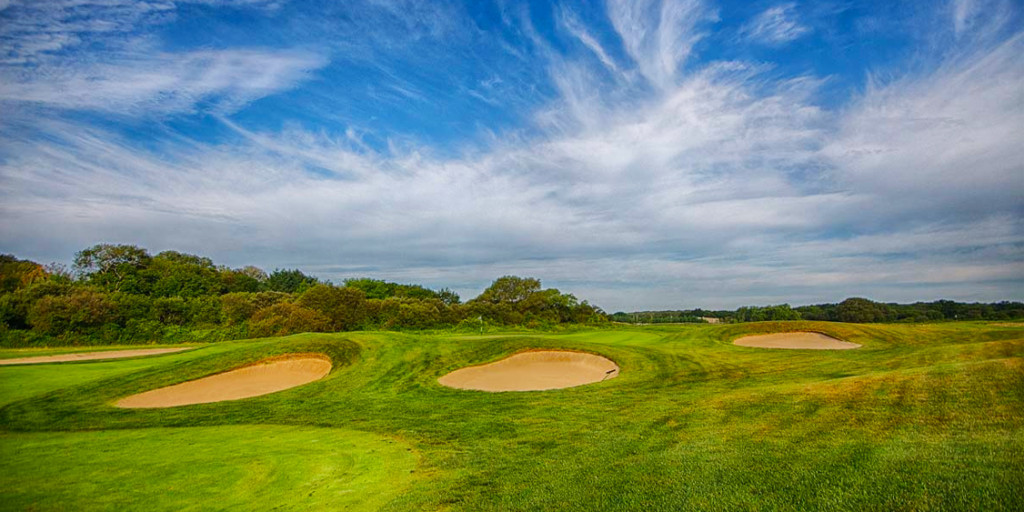 Sand traps at a course that offers golf lessons in Middletown, RI